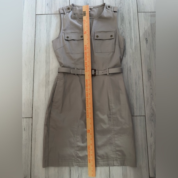 Banana Republic Cargo Shift Dress Women 4 Beige Belted Button Up Utility Safari - Picture 11 of 13